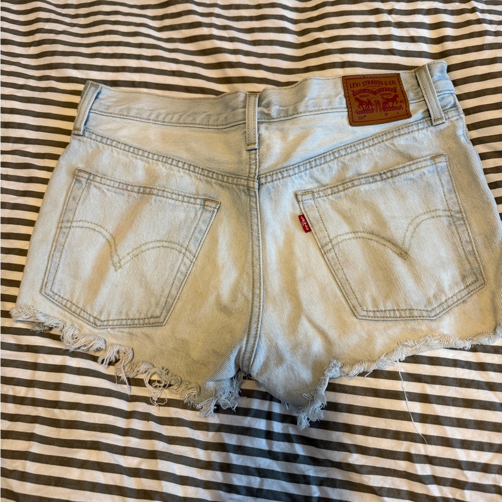 Levi's 501 Light Wash Distressed Jean Shorts